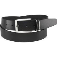 French Connection Mens Metal Belt With Leather Inlay Keeper Black