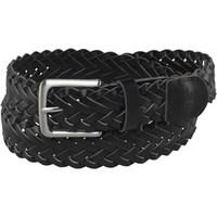 french connection mens plaited leather belt with pop edge black