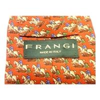 Frangi Designer Poppy Red Equestrian Horse and Rider Print Silk Tie