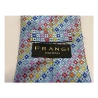 Frangi Designer Silk Tie Light Blue With Multi coloured Flower Design