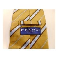 Frangi Designer Silk Tie Gold With Blue Stripes