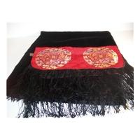 frangi black velvet wrap witrh red satin oriental patterned ends