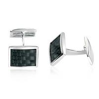 Fred Bennett Silver Carbon Fibre Cufflinks V343B