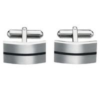 fred bennett stainless steel black enamel line cufflinks v424