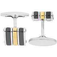 fred bennett yellow striped steel cufflinks v502