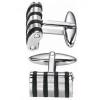 fred bennett stainless steel black striped cufflinks v381