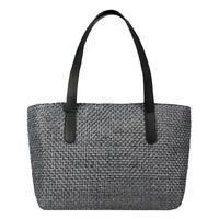 Fred de la Bretoniere-Beach bags - Summer Bag Medium Natural Woven - Black