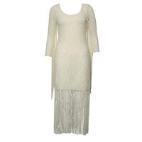 fringe trim lace maxi dress