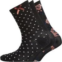 fruitcake womens patterned three pack socks black