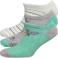 Fruitcake Womens Patterned Three Pack Trainer Liner Socks Green