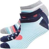 fruitcake womens patterned three pack trainer liner socks blue