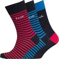 French Connection Mens Stripe Three Pack Socks Marine/Red