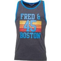 Fred & Boston Mens Printed Chest Vest Charcoal Marl/Blue