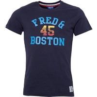 fred boston mens printed chest t shirt navy