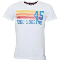 Fred & Boston Mens Printed Chest T-Shirt White