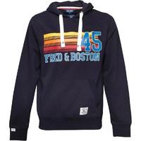 Fred & Boston Mens Chest Print Hoody Navy