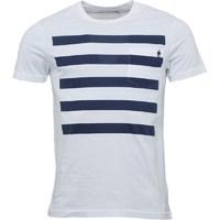 French Connection Mens 5 Stripe T-Shirt White/Marine