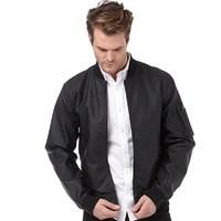 French Connection Mens Baseball Faux Leather Jacket Black