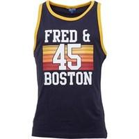 Fred & Boston Mens Printed Chest Vest Navy/Gold