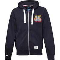 Fred & Boston Mens Chest Print Zip Through Hoody Navy