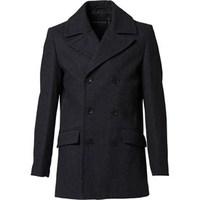 french connection mens deans double breasted coat charcoal