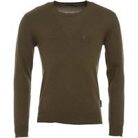 French Connection Mens 12G Crew Neck Jumper Khaki