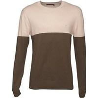 French Connection Mens Lightweight Cut And Sew Jumper Khaki/Stone