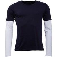 French Connection Mens Bluff Long Sleeve T-Shirt Marine/White
