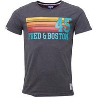 fred boston mens printed chest t shirt pewter marl