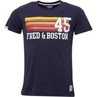 Fred & Boston Mens Printed Chest T-Shirt Navy