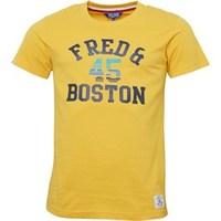 fred boston mens printed chest t shirt gold