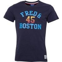 Fred & Boston Mens Printed Chest T-Shirt Navy