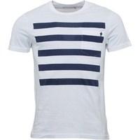 french connection mens 5 stripe t shirt whitemarine