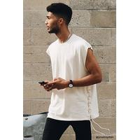 French Terry Lace-Up Muscle Tee