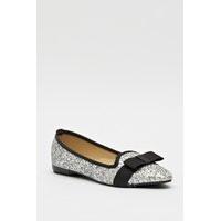 front bow glittery ballet pumps