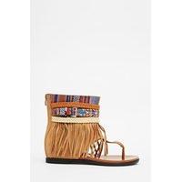 Fringed Aztec Thong Sandals