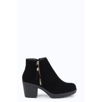 Fringe Trim Suedette Chelsea Boot - black