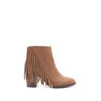 fringe faux suede booties