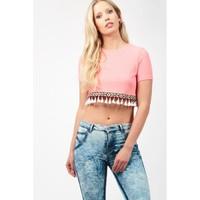 FRINGE TAPE CROP TOP