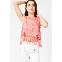 FRINGE FLORAL CROCHET VEST