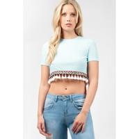 fringe tape crop top