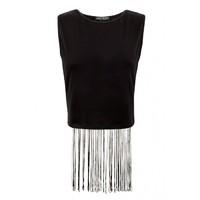 FRINGE BACK CROP