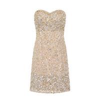 Frock and Frill Strapless Embellished Dress in Gold