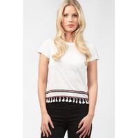 fringed hem t shirt