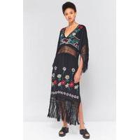 Free People Ella Floral Embroidered Fringe Dress, IVORY