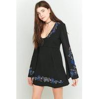 free people holiday folk black mini dress black