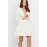 Free People I Think I Love You White Mini Dress, IVORY