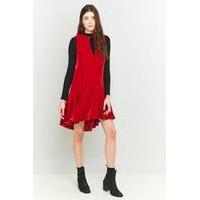 free people soft focus red velvet drop waist dress red