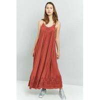 free people elaine embroidered racer back maxi dress rust