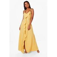 Frill Detail Strappy Maxi Dress - yellow